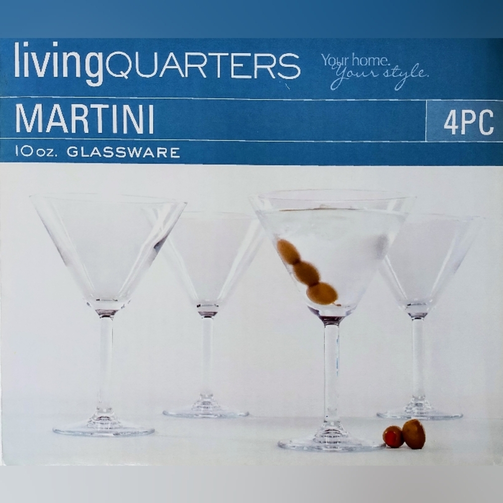 NWOT Martini 10oz. Glassware Set Of 4 (InThe Box)